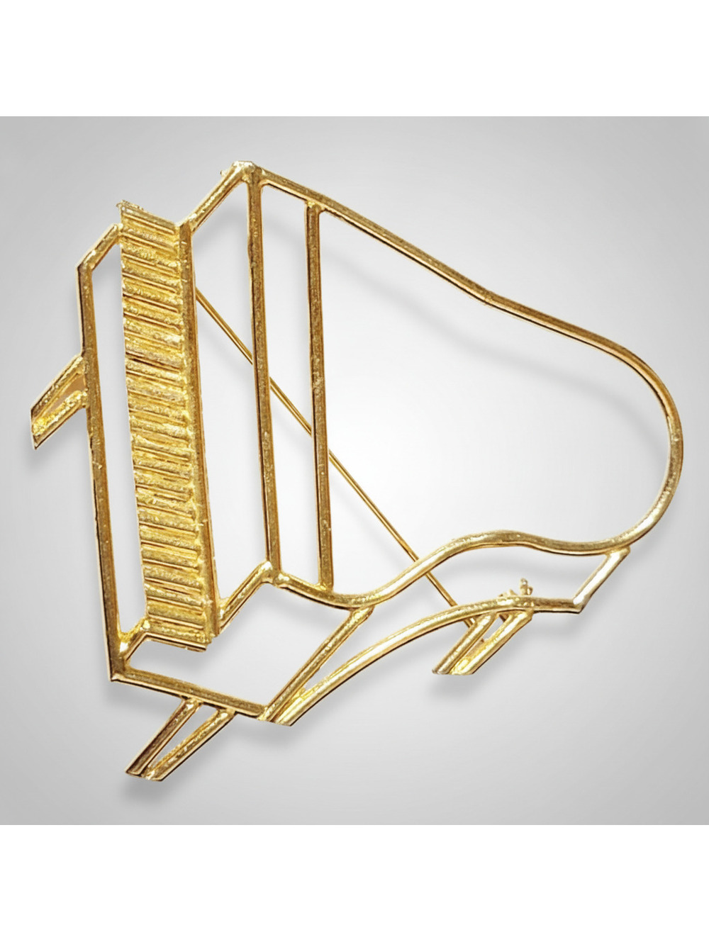 Large Grand Piano Brooch Pin 3" Gold-tone Retro Figural Jewelry‎ go-54